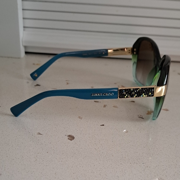 NWT Jimmy Choo Alana Black and Green Gradient Sunglasses - Picture 4 of 10